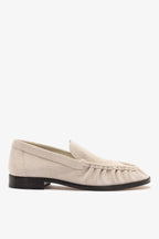 Mushroom Grey Suede Loafer with Exposed Stitching