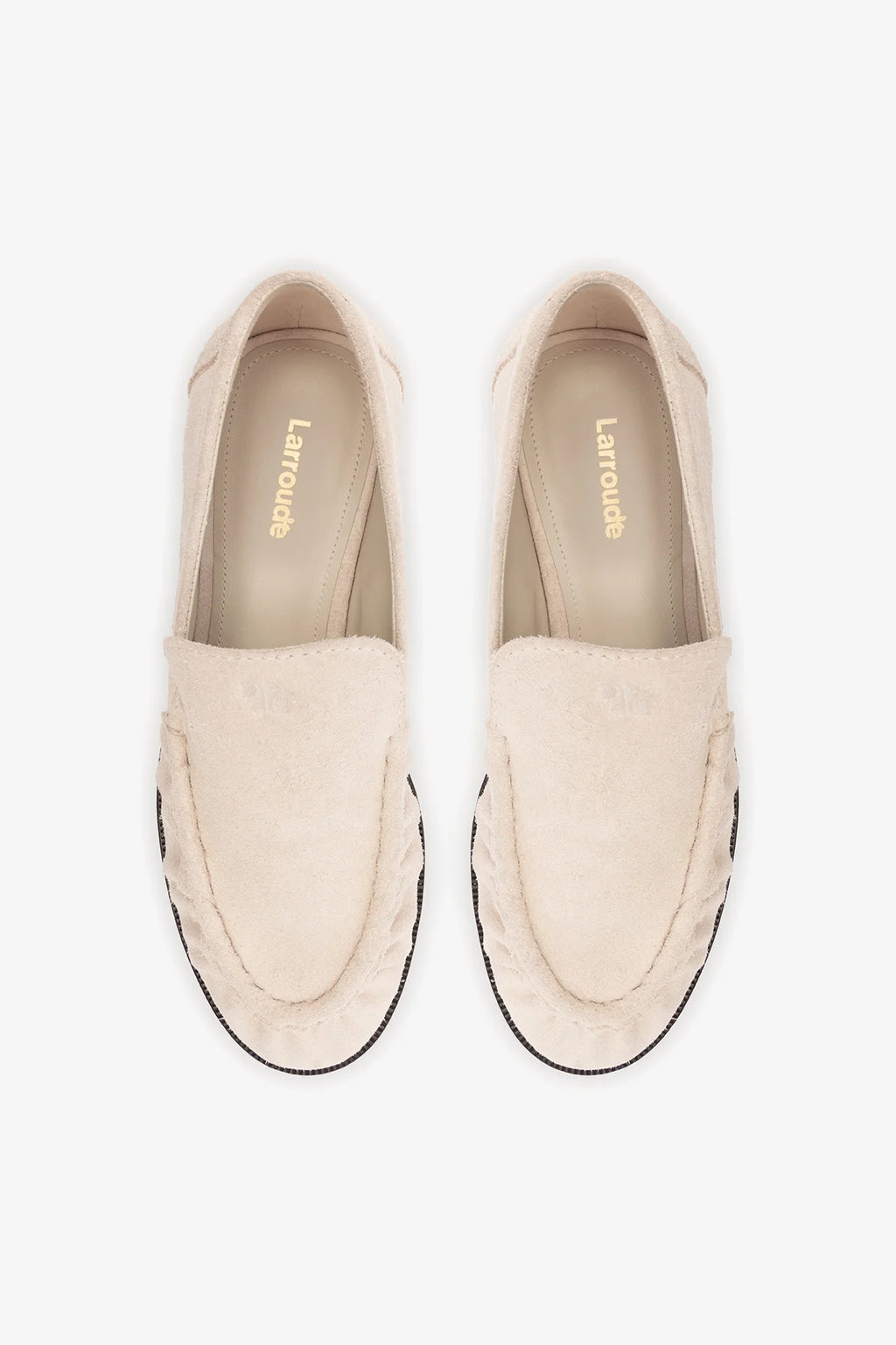 Mushroom Grey Suede Loafer with Exposed Stitching