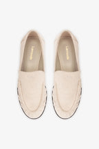Mushroom Grey Suede Loafer with Exposed Stitching