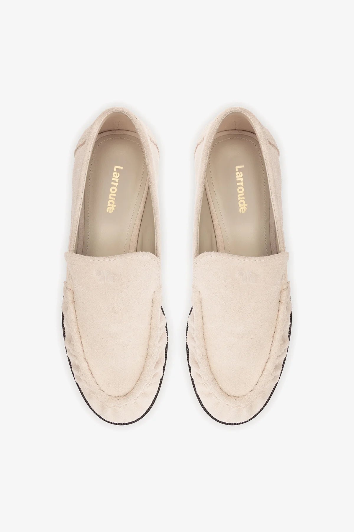 Mushroom Grey Suede Loafer with Exposed Stitching