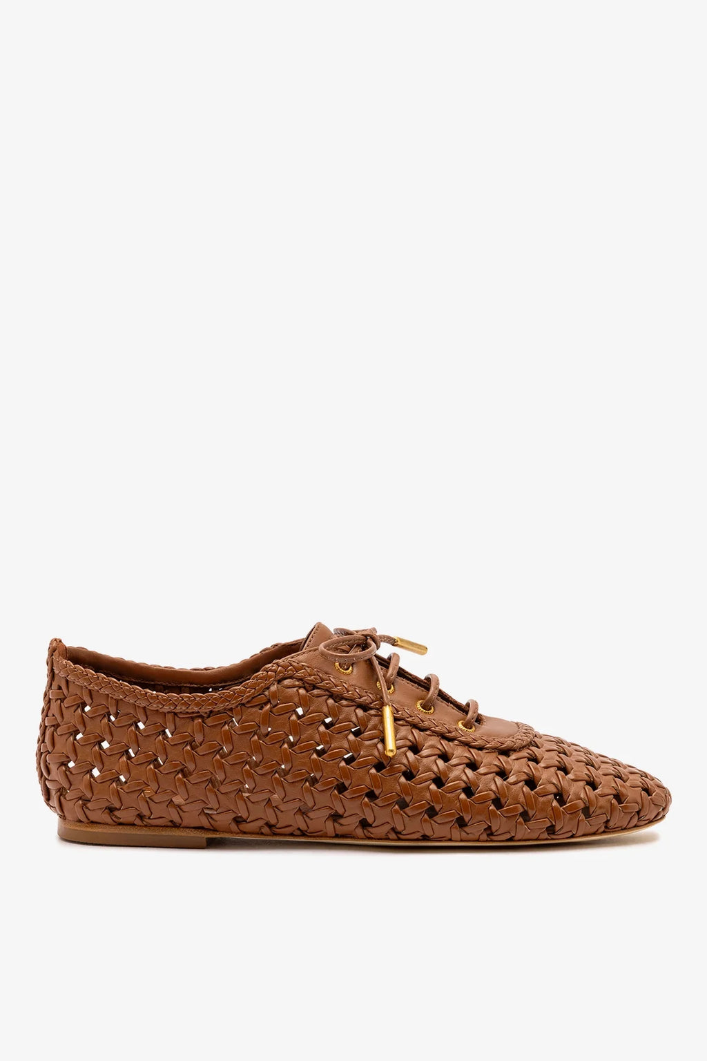 Caramel Leather Macrame Jazz-Inspired Sneaker