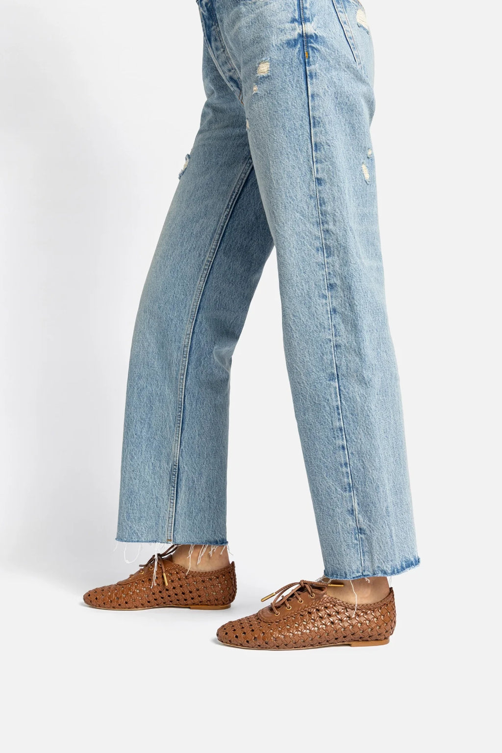 Caramel Leather Macrame Jazz-Inspired Sneaker