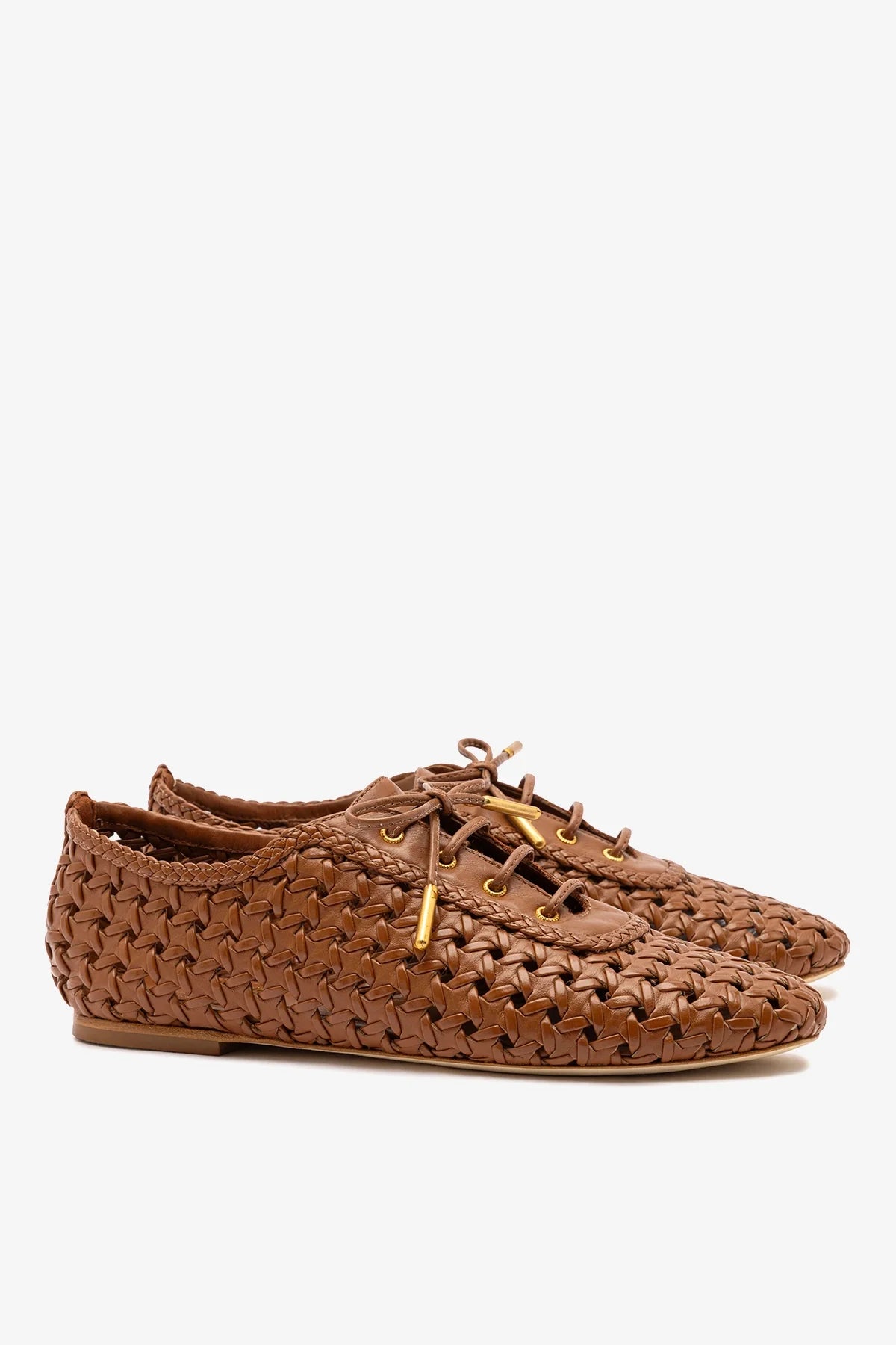 Caramel Leather Macrame Jazz-Inspired Sneaker