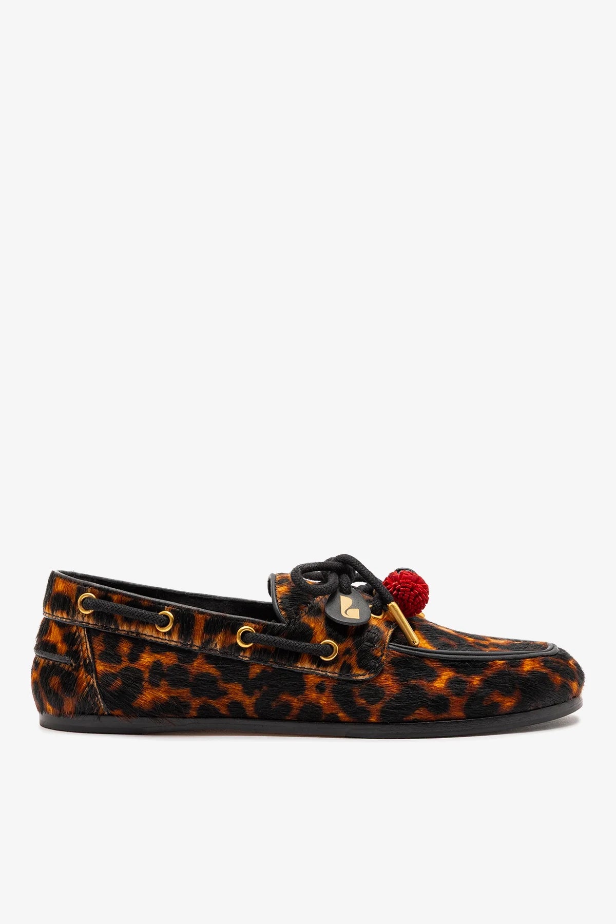 Leopard Print Calf Hair Leather Boat Shoe