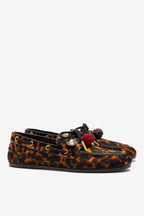 Leopard Print Calf Hair Leather Boat Shoe
