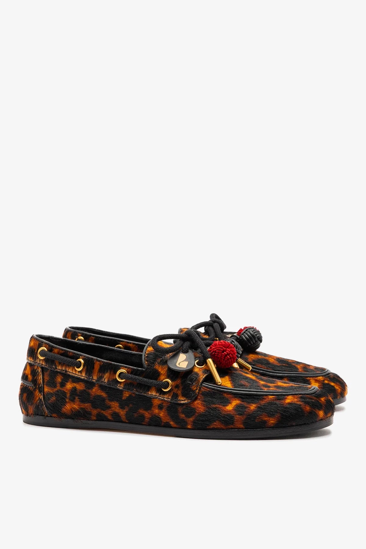 Leopard Print Calf Hair Leather Boat Shoe