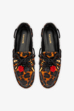Leopard Print Calf Hair Leather Boat Shoe