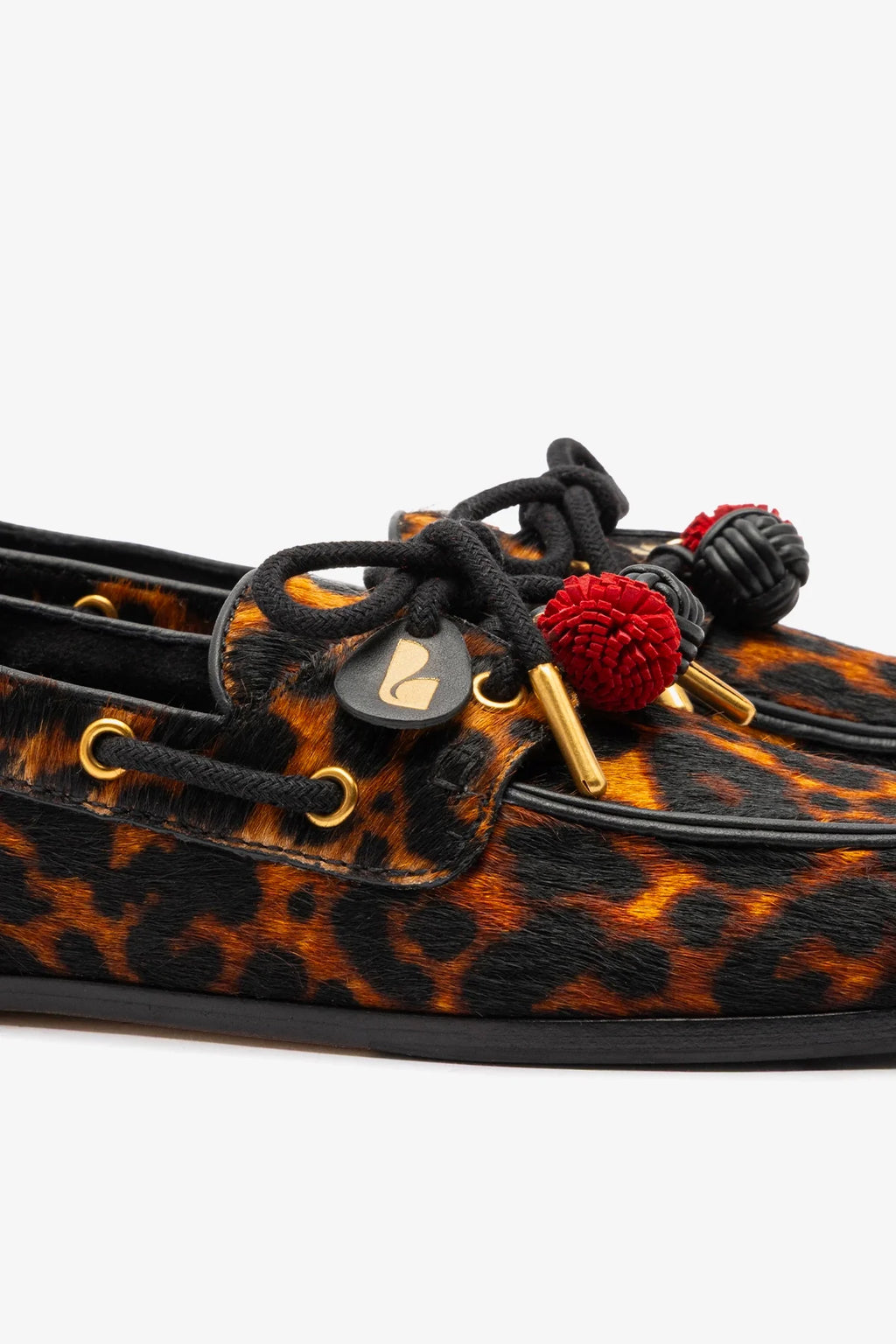 Leopard Print Calf Hair Leather Boat Shoe