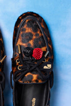 Leopard Print Calf Hair Leather Boat Shoe