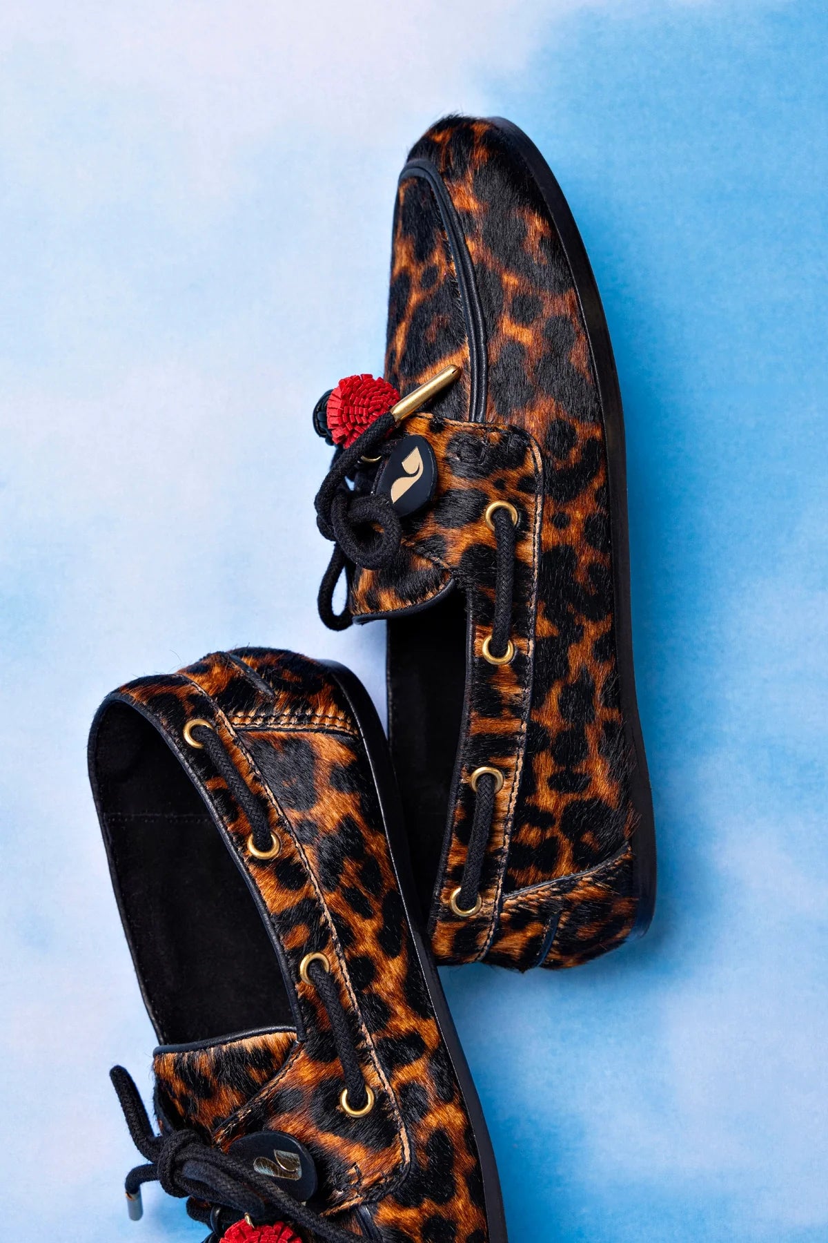 Leopard Print Calf Hair Leather Boat Shoe