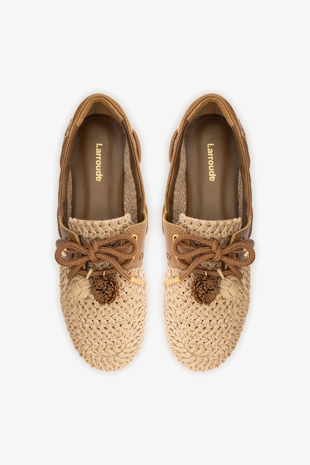 Natural Crochet and Russet Leather Boat Shoe