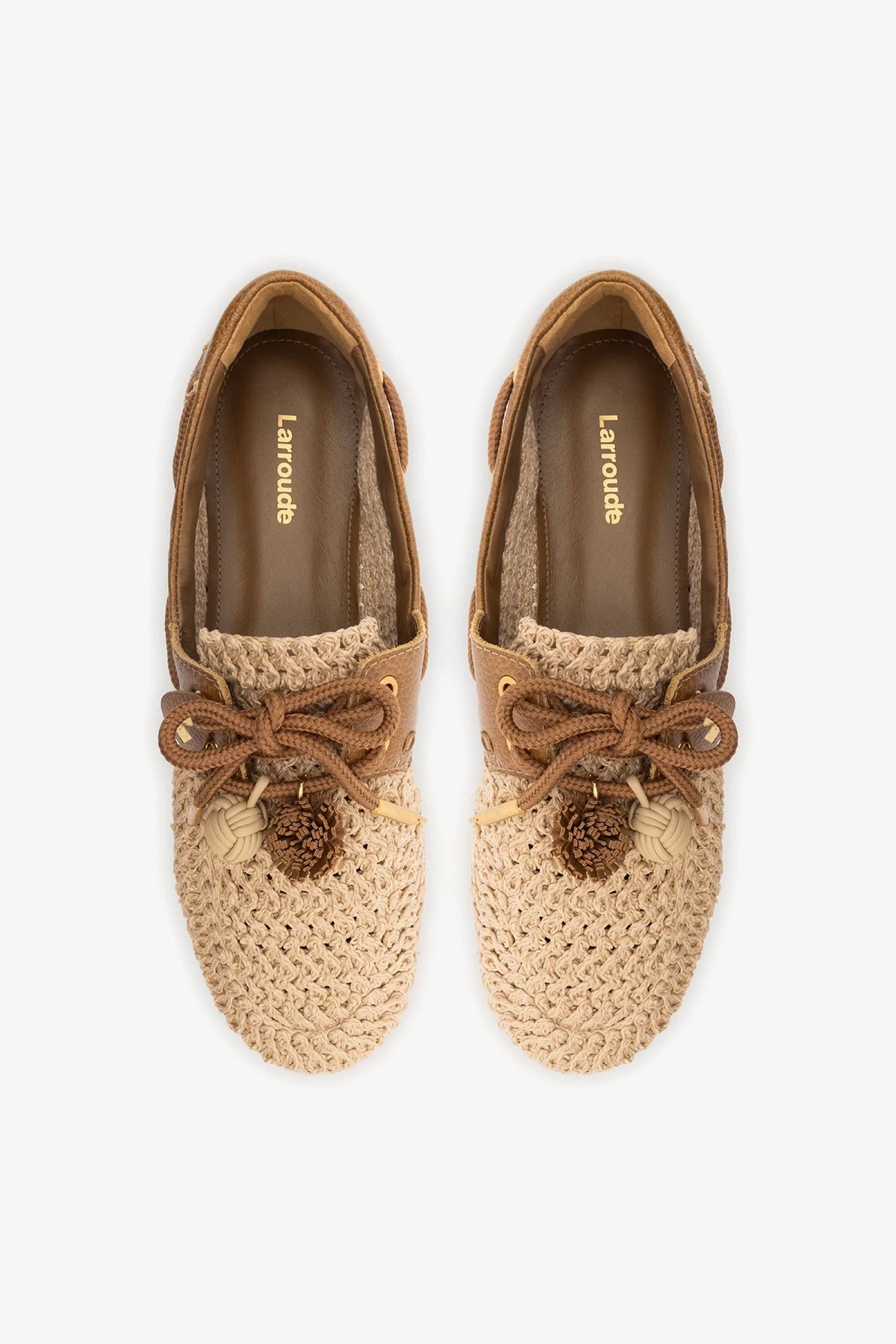 Natural Crochet and Russet Leather Boat Shoe