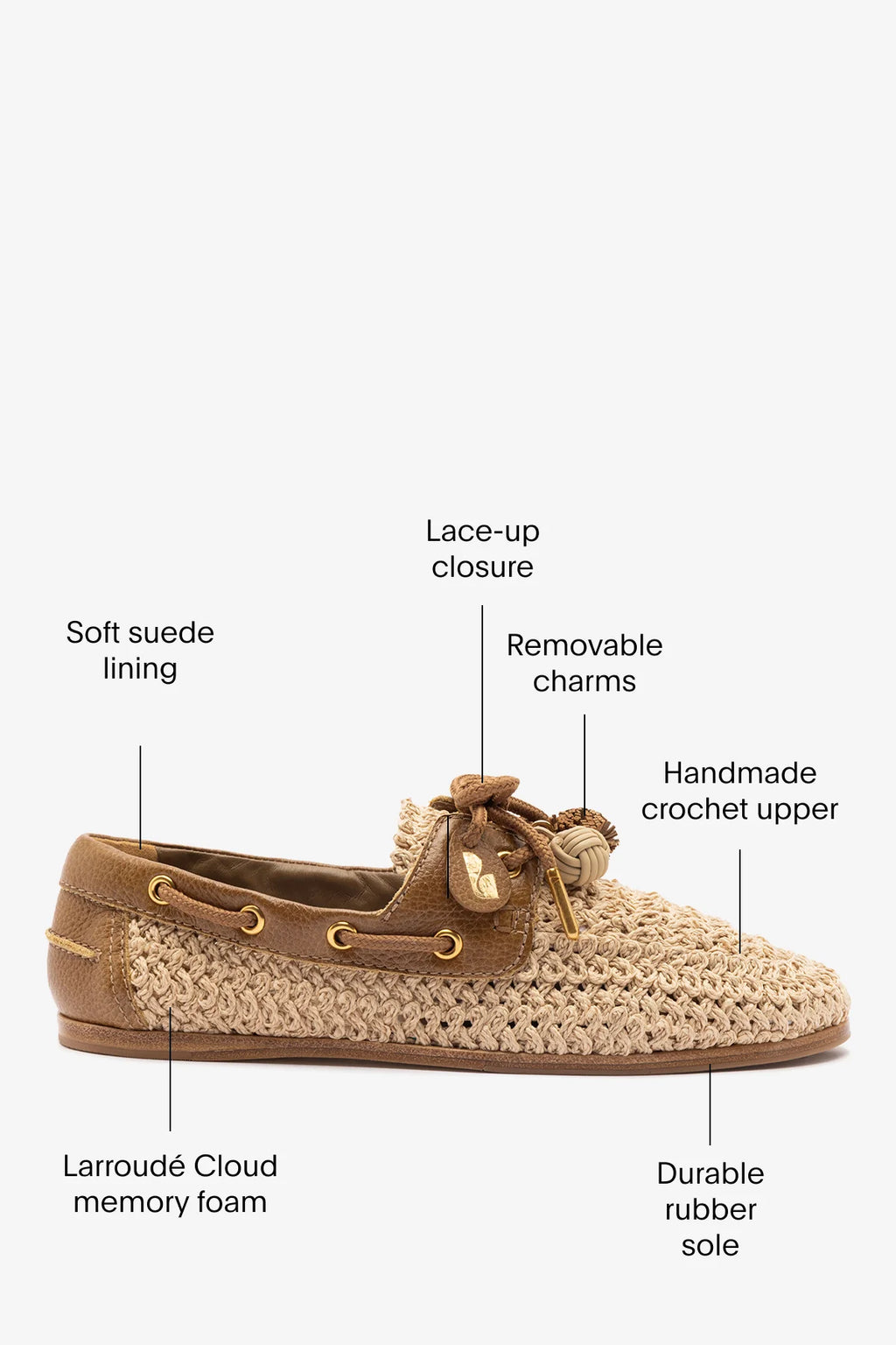 Natural Crochet and Russet Leather Boat Shoe