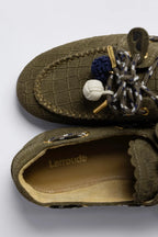 Olive Croco-Embossed Suede Boat Shoe