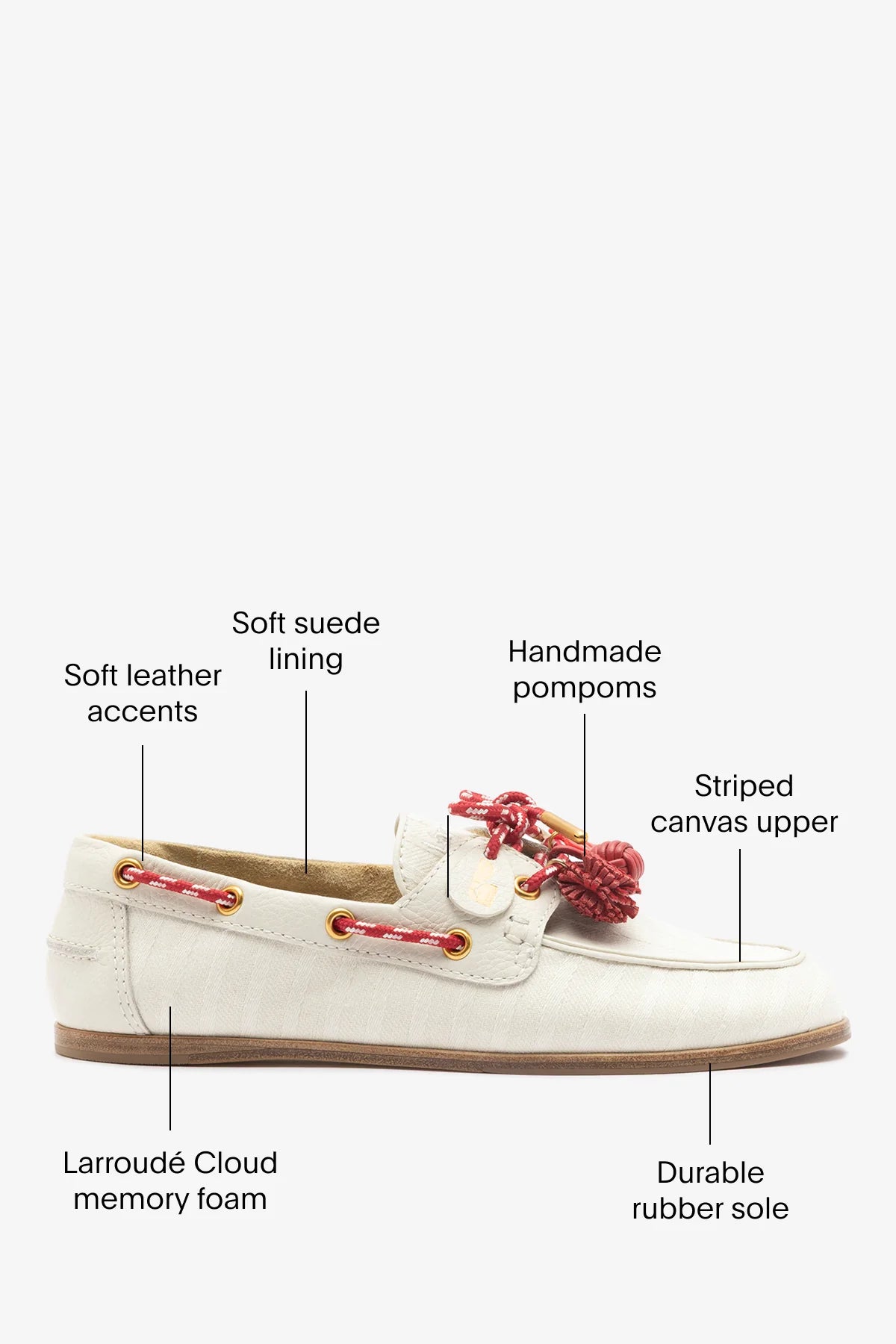 Ivory Striped Canvas Boat Shoe
