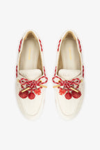 Ivory Striped Canvas Boat Shoe