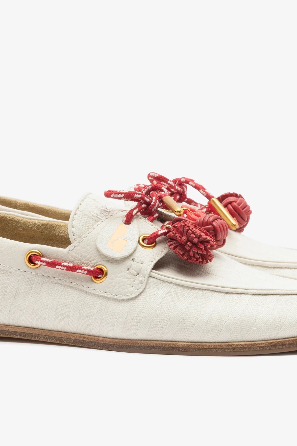 Ivory Striped Canvas Boat Shoe