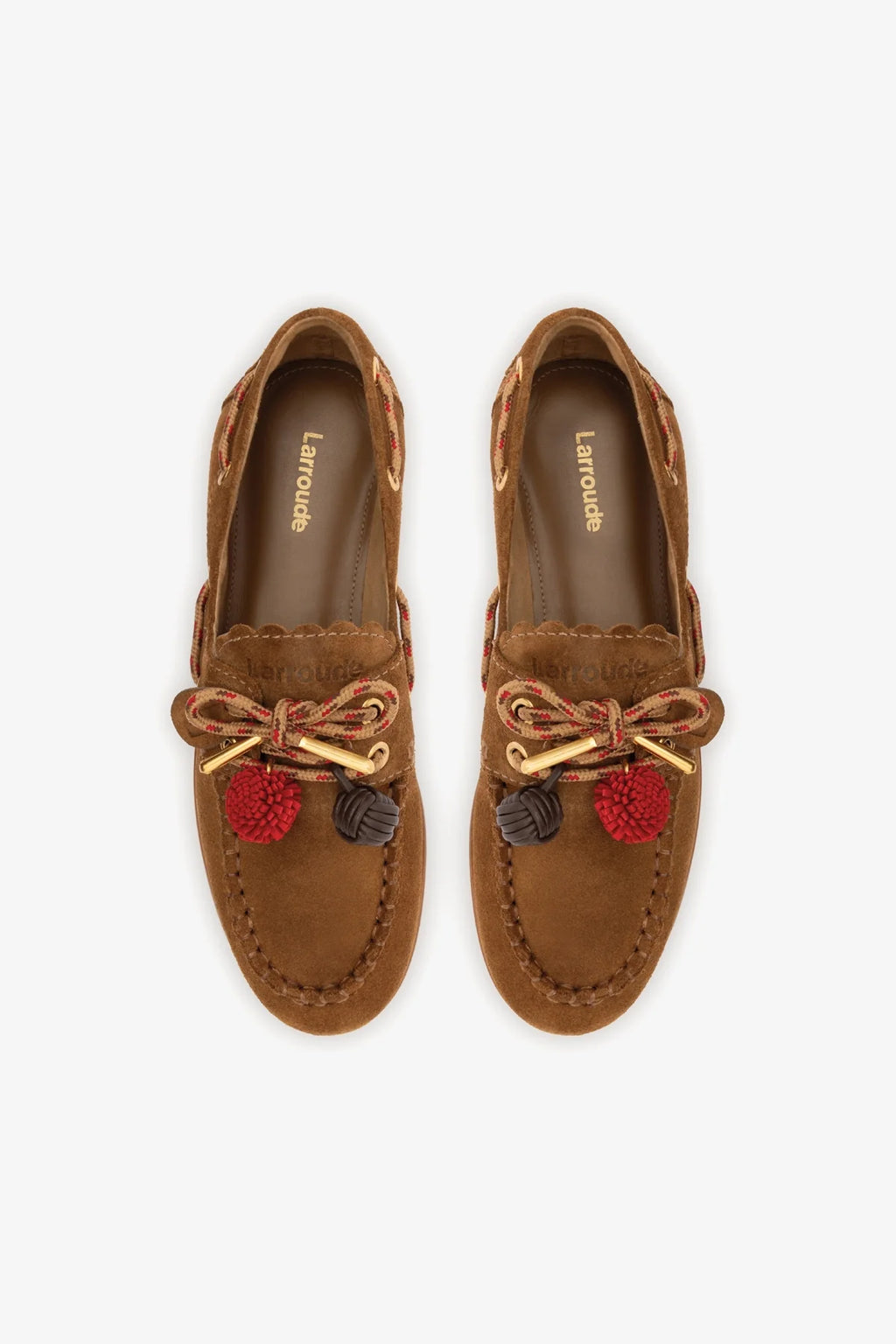 Russet Suede Boat Shoe with Pompom Laces