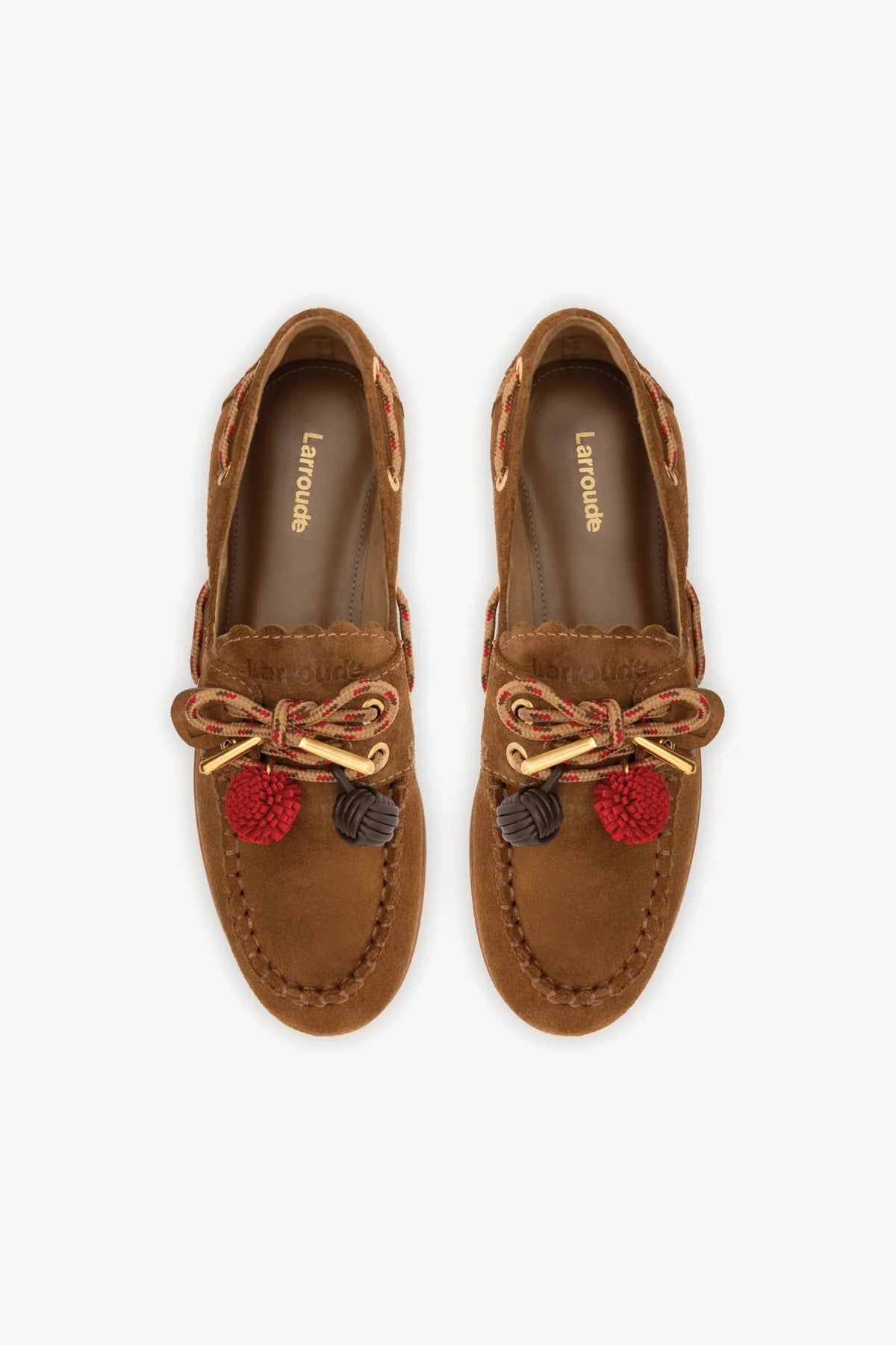Russet Suede Boat Shoe with Pompom Laces