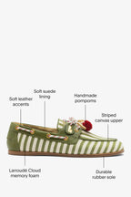 Seaweed Striped Canvas Boat Shoe