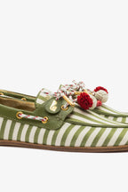 Seaweed Striped Canvas Boat Shoe
