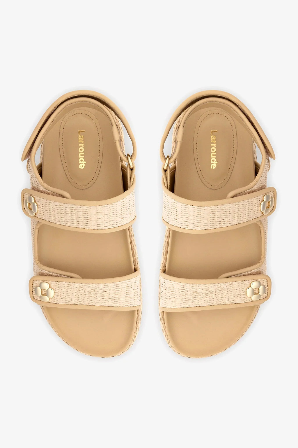 Natural Raffia and Beige Leather Platform Sandal