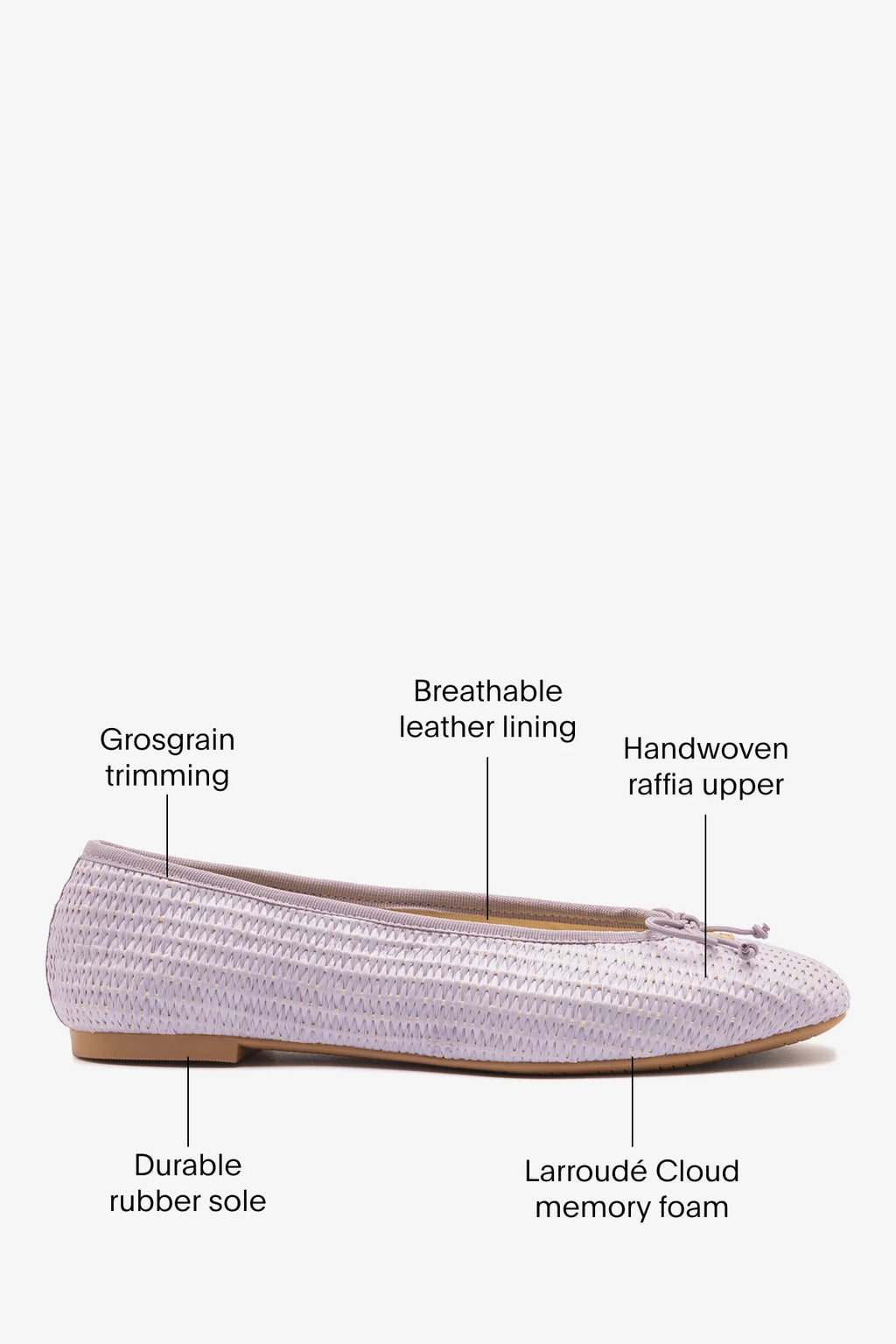 Purple Raffia Ballet Flat with Grosgrain Trim and Bow Detail