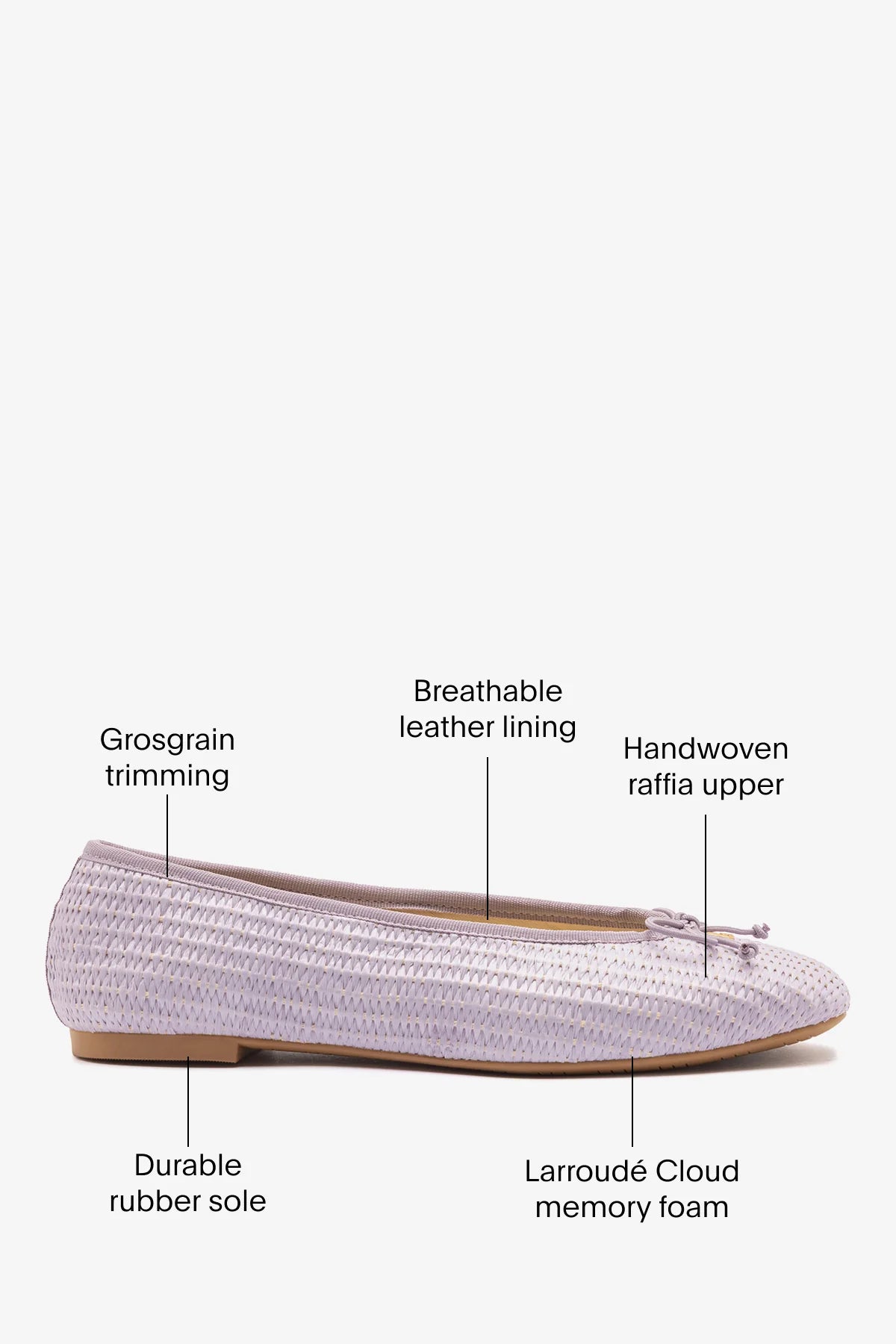 Purple Raffia Ballet Flat with Grosgrain Trim and Bow Detail