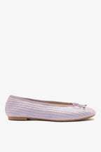 Purple Raffia Ballet Flat with Grosgrain Trim and Bow Detail