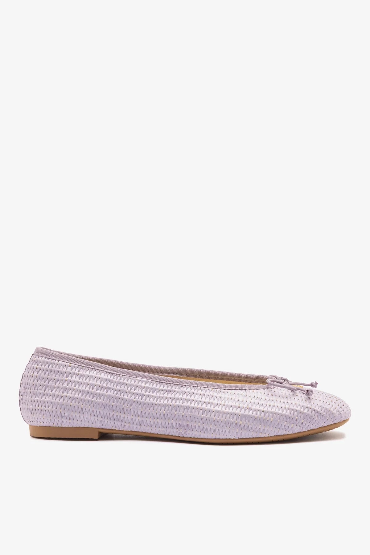 Purple Raffia Ballet Flat with Grosgrain Trim and Bow Detail