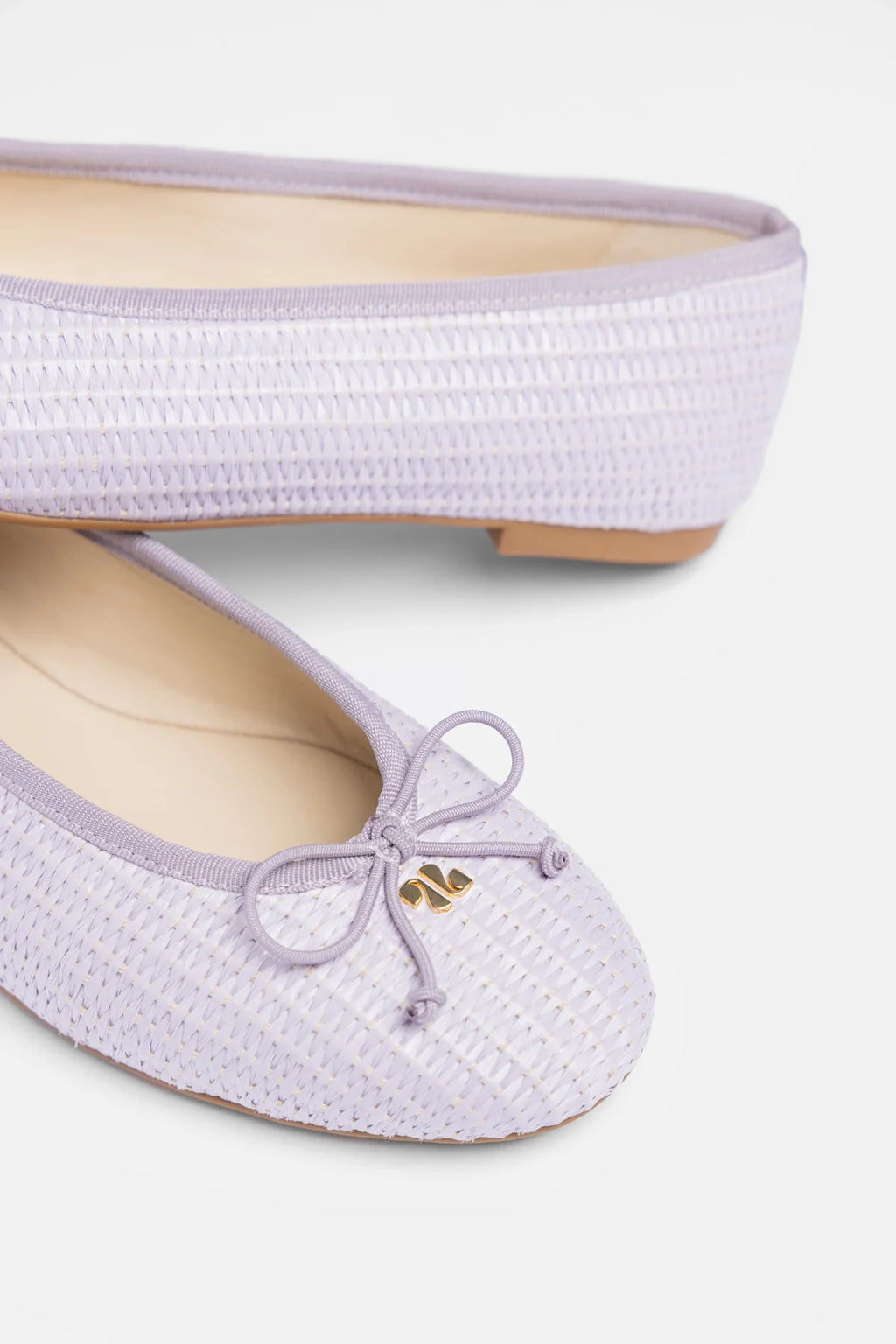 Purple Raffia Ballet Flat with Grosgrain Trim and Bow Detail