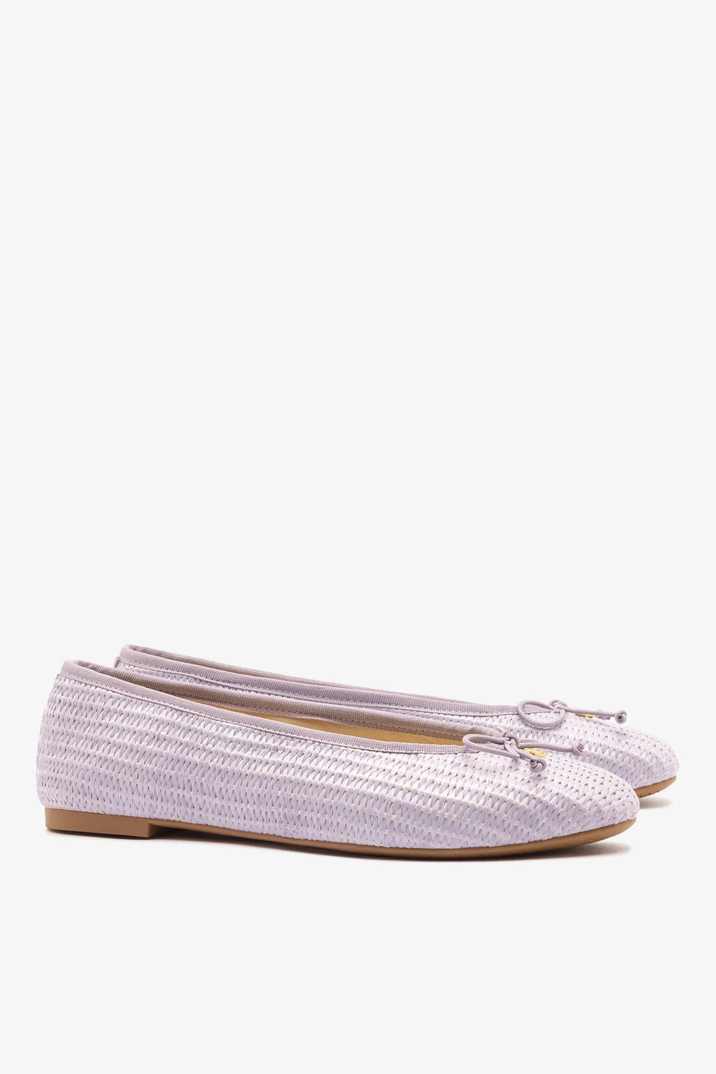 Purple Raffia Ballet Flat with Grosgrain Trim and Bow Detail