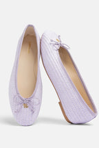 Purple Raffia Ballet Flat with Grosgrain Trim and Bow Detail