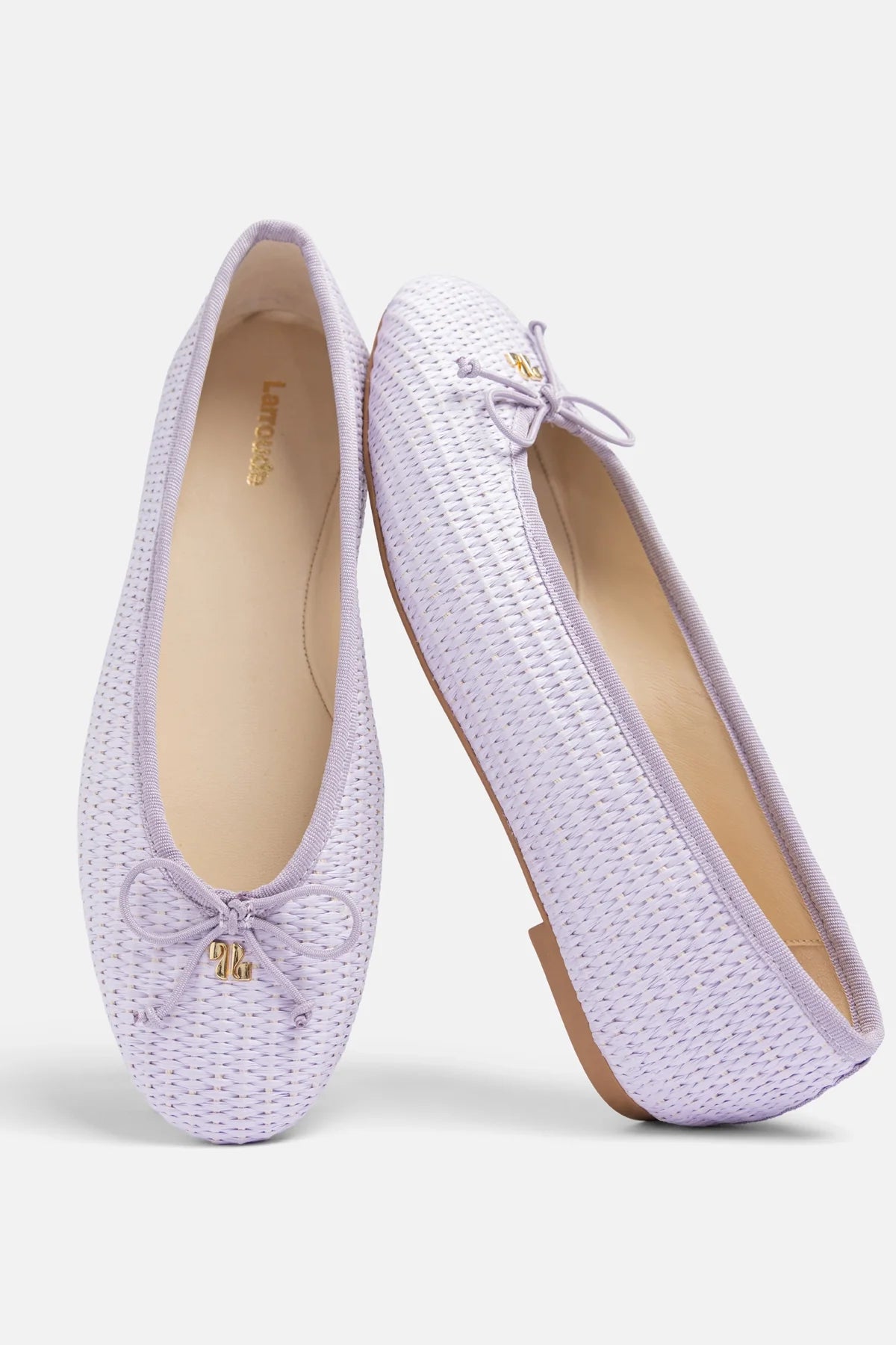 Purple Raffia Ballet Flat with Grosgrain Trim and Bow Detail