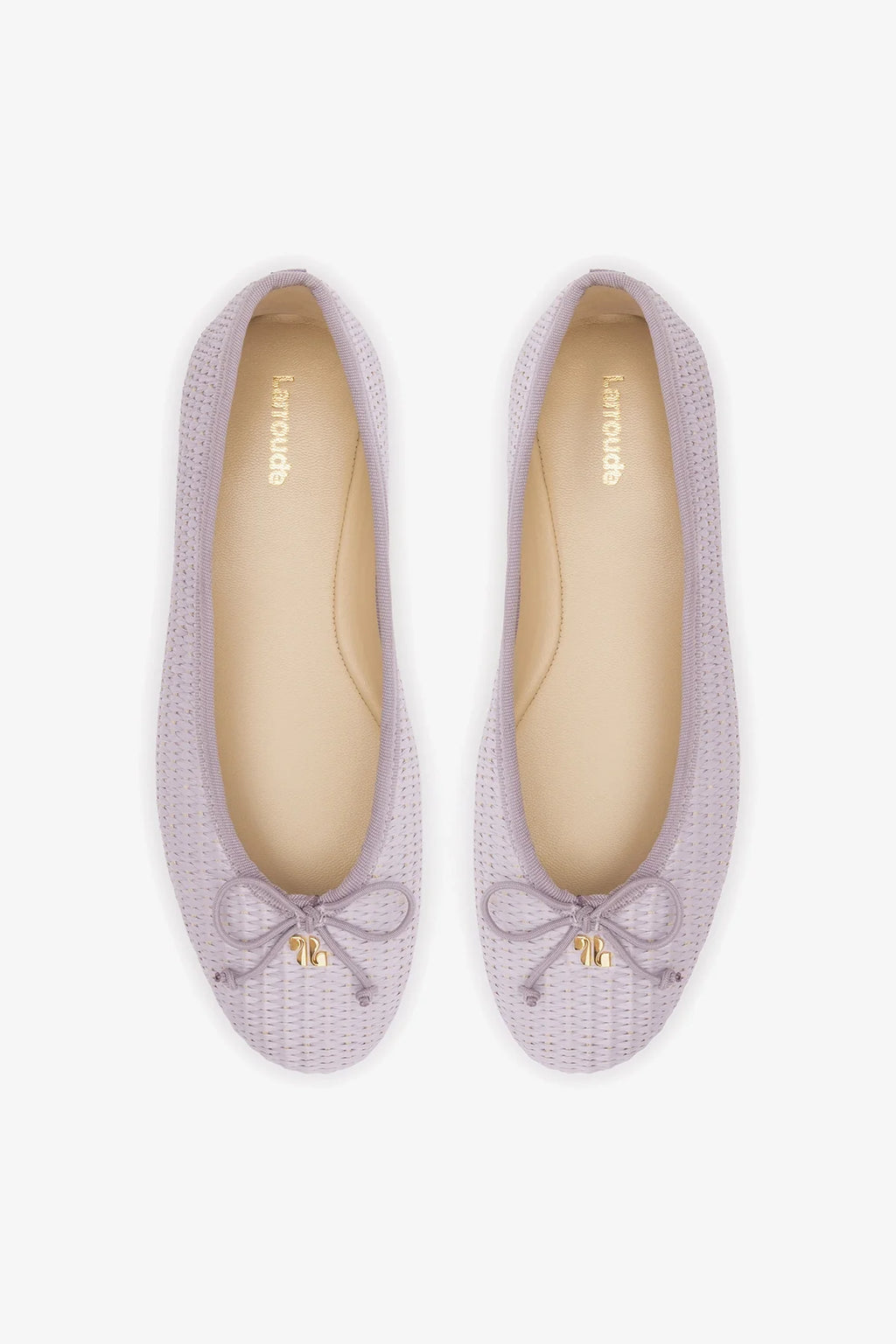 Purple Raffia Ballet Flat with Grosgrain Trim and Bow Detail