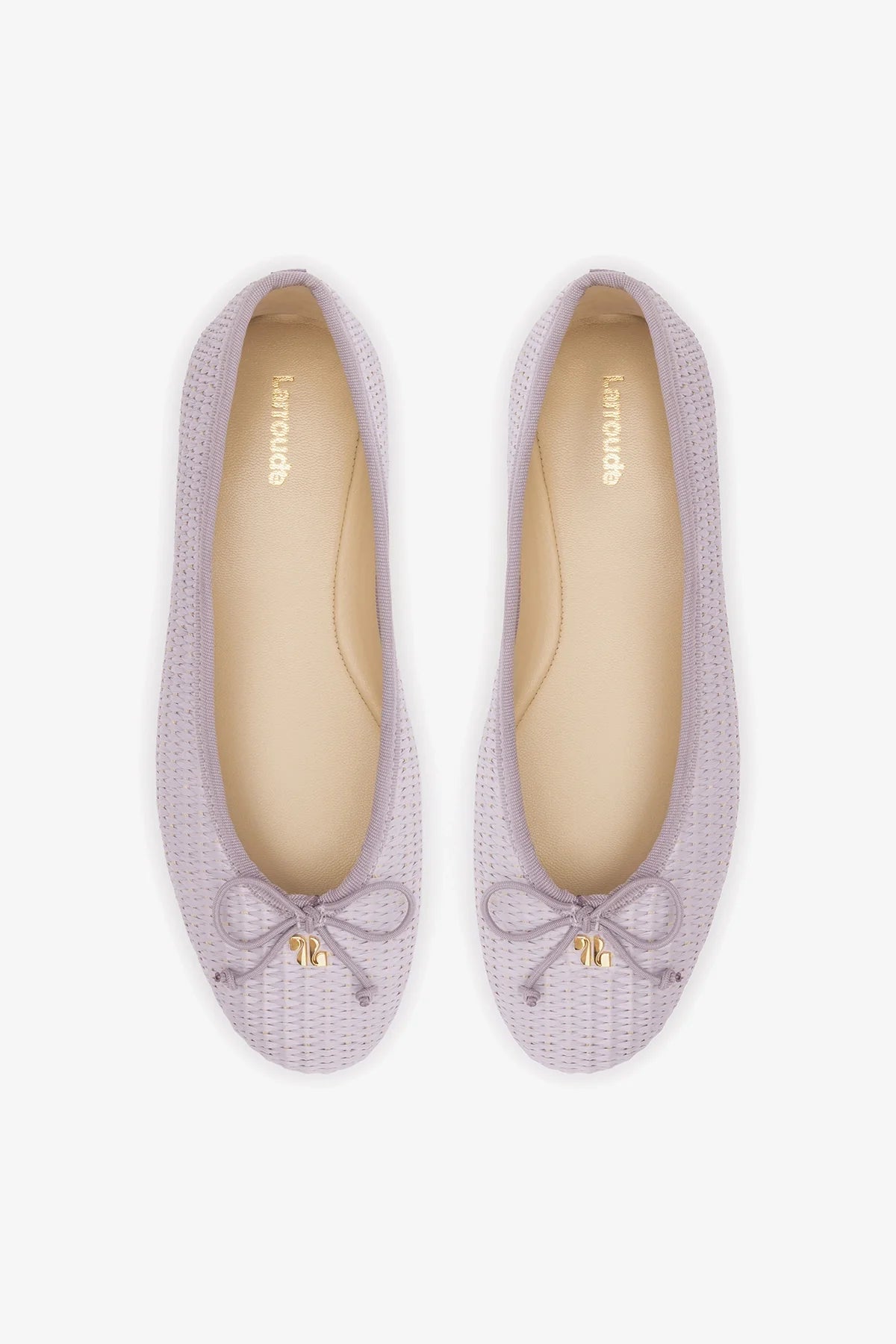 Purple Raffia Ballet Flat with Grosgrain Trim and Bow Detail