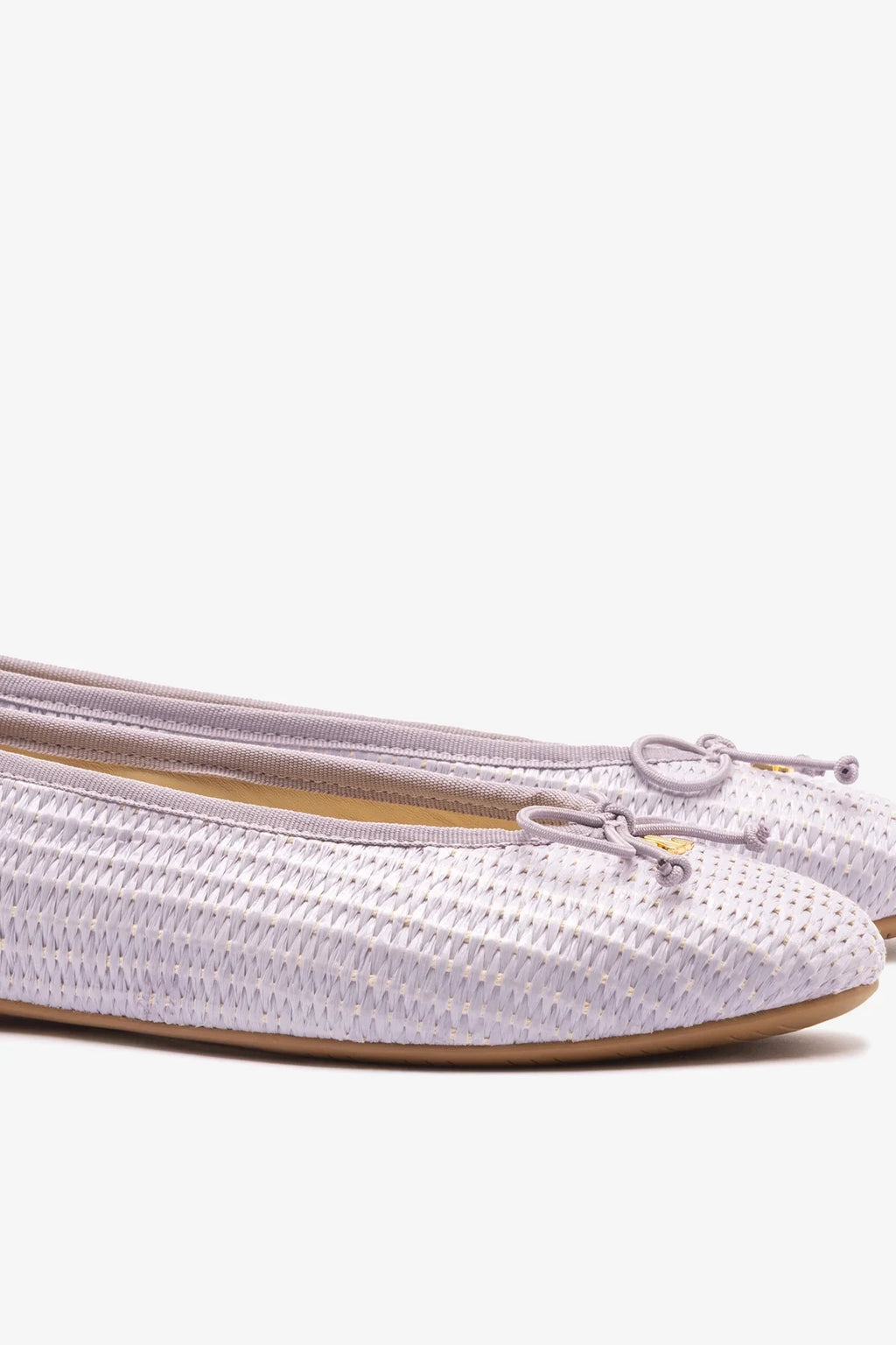 Purple Raffia Ballet Flat with Grosgrain Trim and Bow Detail