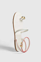 Ivory Leather Flat Sandal with Ankle Strap