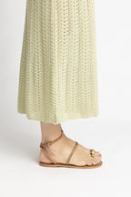 Light Caramel Leather Flat Sandal with Ankle Strap