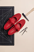 Scarlet Leather Macrame Mary-Jane Ballet Flat