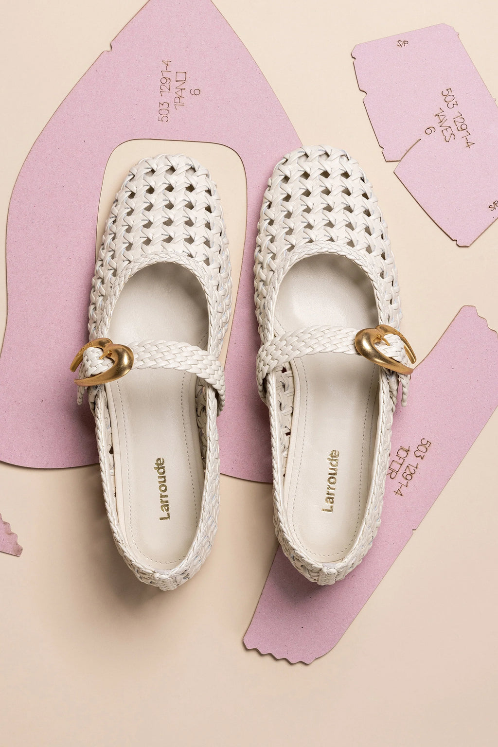 Ivory Leather Macrame Mary-Jane Ballet Flat