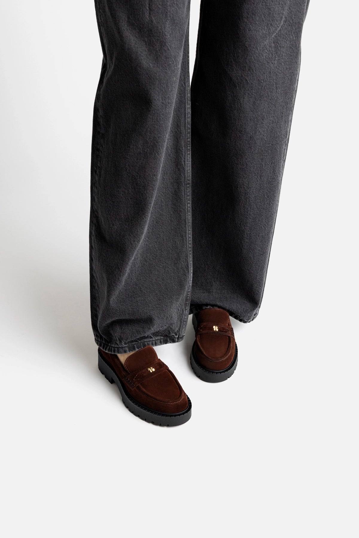 Brown Suede Loafer with Chunky Lug Sole