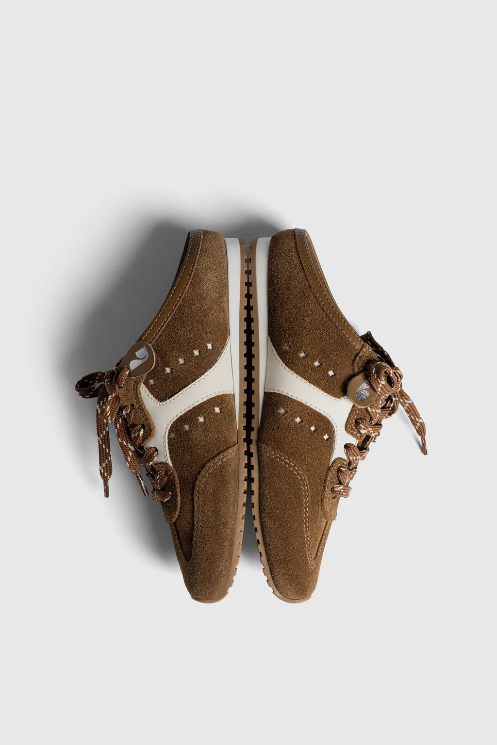 Russet Suede and Ivory Leather Slip-On Mule